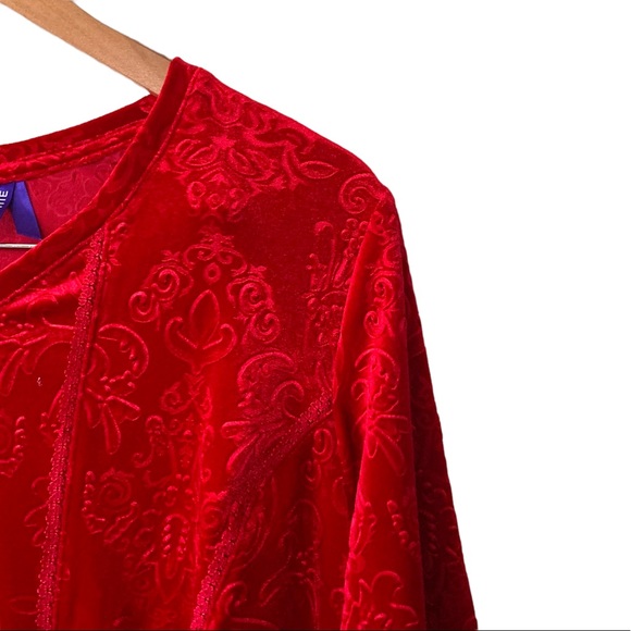 Catherines Embossed Tunic Blouse Women’s 14/16 W Petite Red - Picture 3 of 5